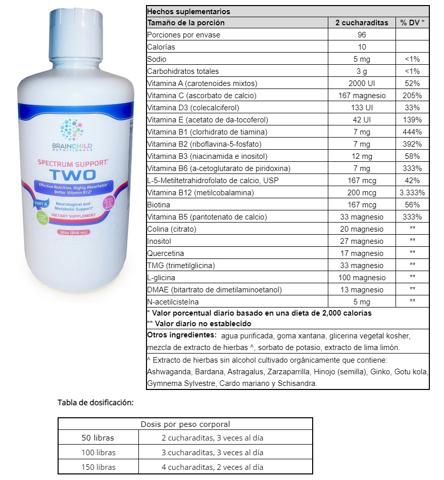 BRAINCHILD SPECTRUM 2 VITAMINAS, SABOR LIMON x32OZ
