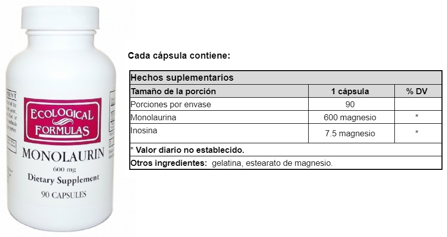 MONOLAURIN 600MG ECOLOGICAL FORMULA X 90 CAPS
