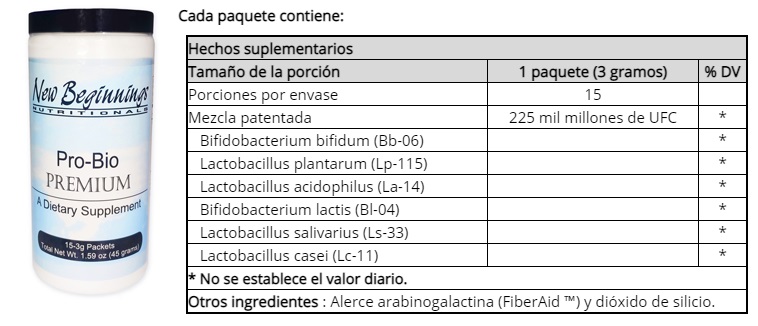 PRO BIO PREMIUM x15 PACKETS PROBIOTICO 225BILLONES