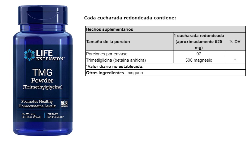 TMG (TRIMETILGLICINA) EN POLVO X 50GR