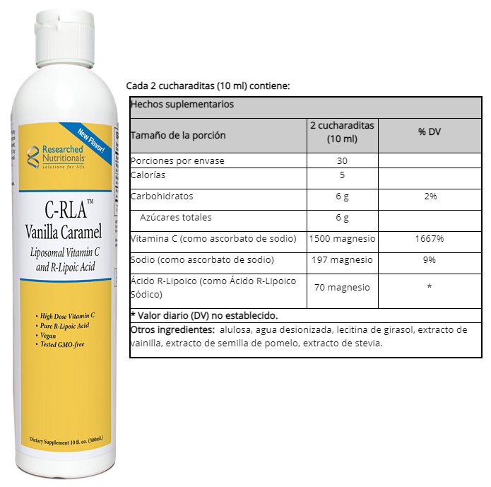 VITAMINA C LIPOSOMICA C-RLA Y ACIDO R-LIPOICO 10oz