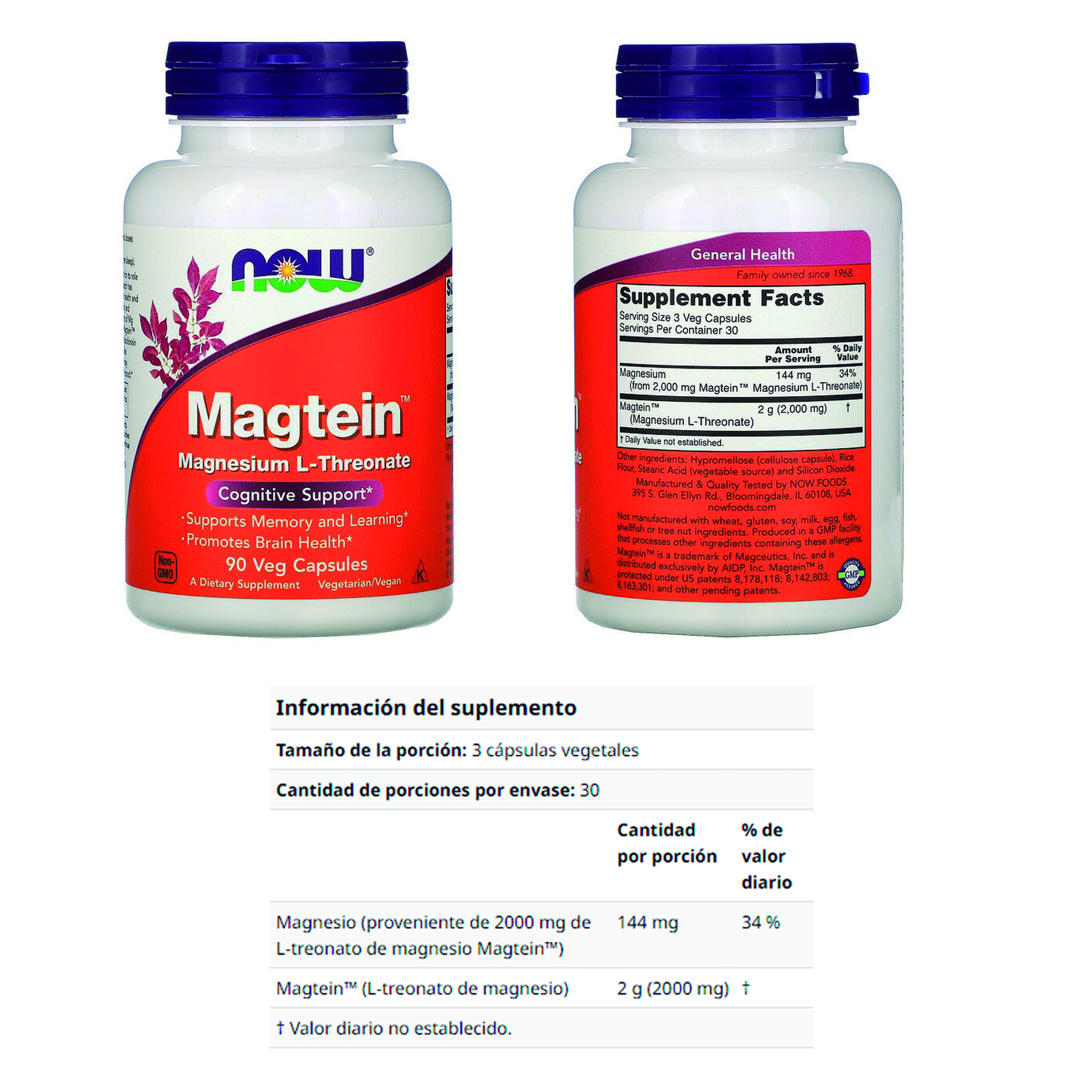 L-TREONATO DE MAGNESIO X 2000 MG, 90 CAP VEGETALES