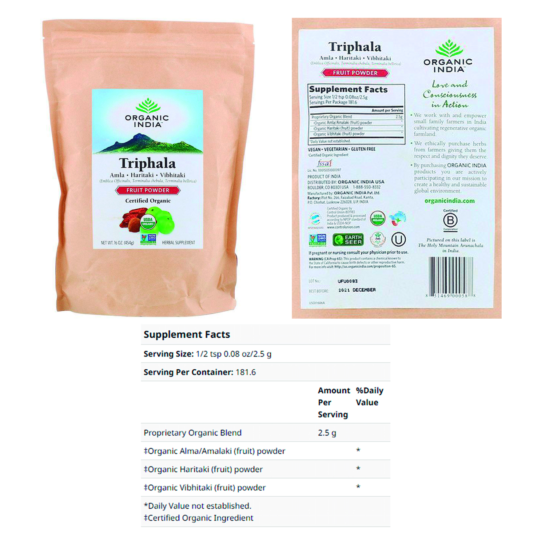TRIPHALA EN POLVO X 454 GR