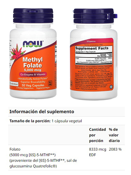 METILFOLATO 5000 MCG X 50 VEGGIE CAPS