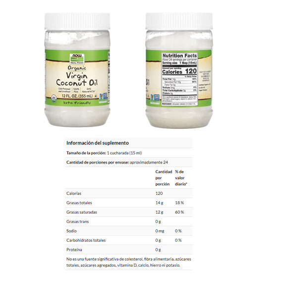 ACEITE DE COCO ORGANICO VIRGEN X 355 ML