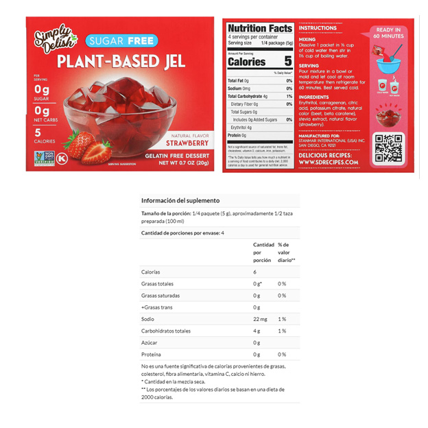 POSTRE DE GELATINA NATURAL FRESA X 20GR