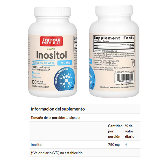 INOSITOL EN CAPSULAS, 750 MG X 100 V. CAPS