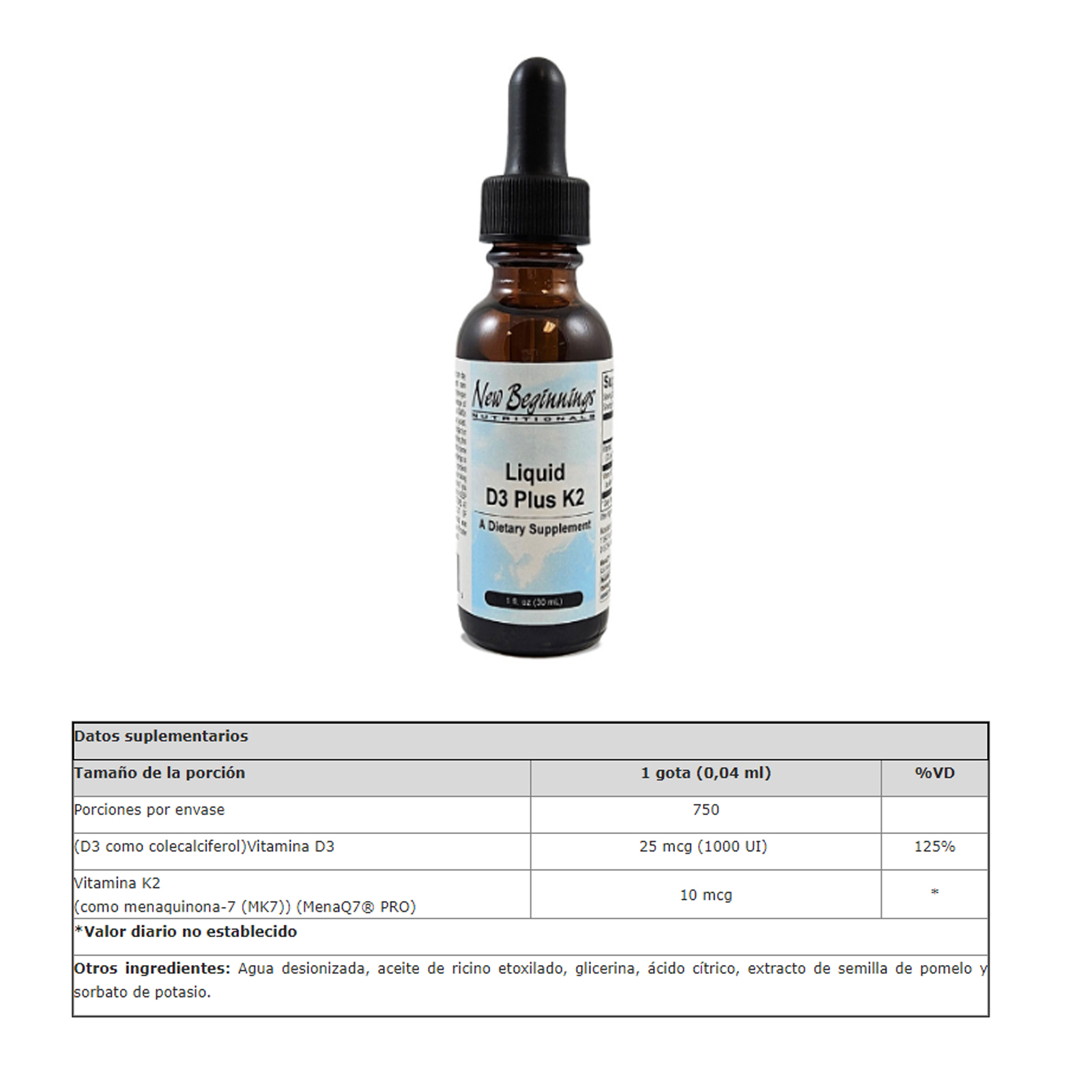 VITAMINA D3 LIQUIDA MAS K2, 1 FL OZ