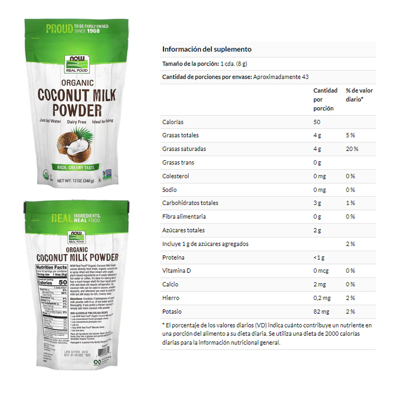 LECHE DE COCO ORGÁNICO EN POLVO X 340 GR
